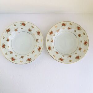 Noritake China 5153 DULCY 2 Soup Bowl Made In Japan Ivory Floral Gold Edge